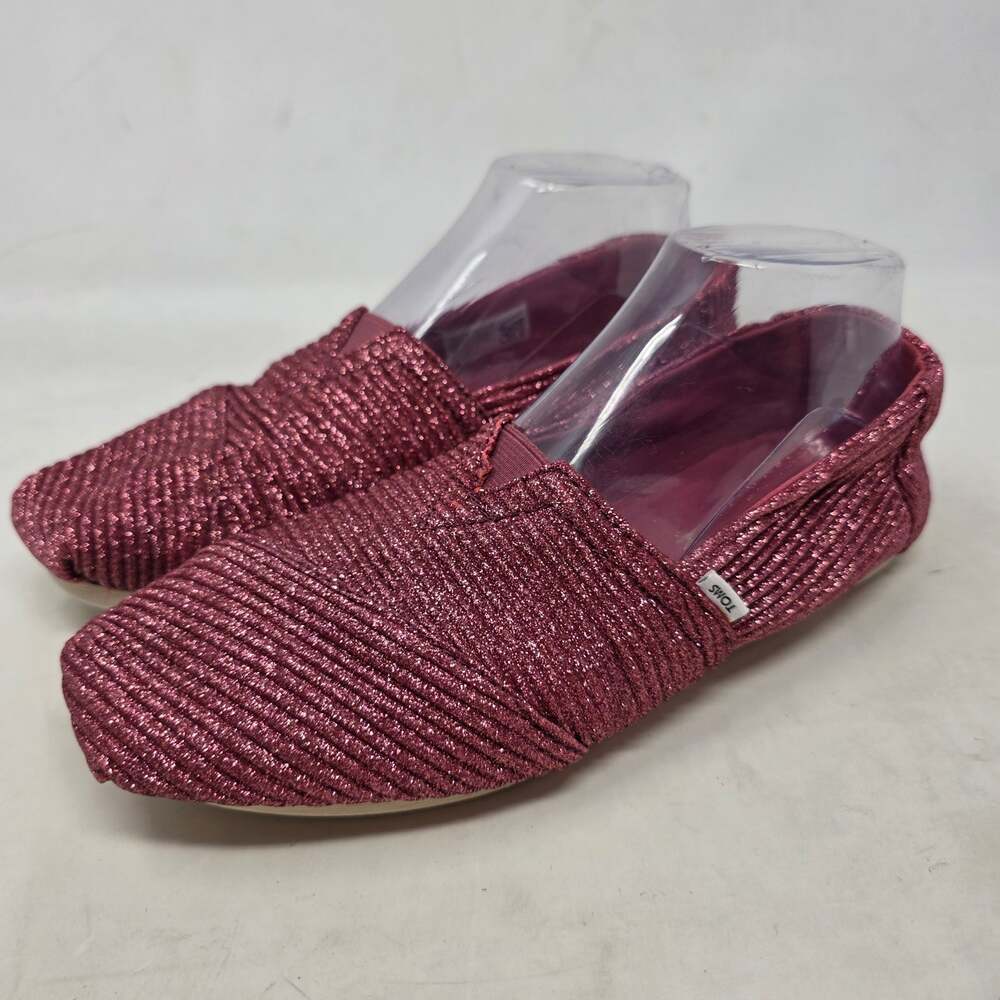 Toms Metallic Rose Gold Woven Slip On Alpargata Flats Women's Size 8.5